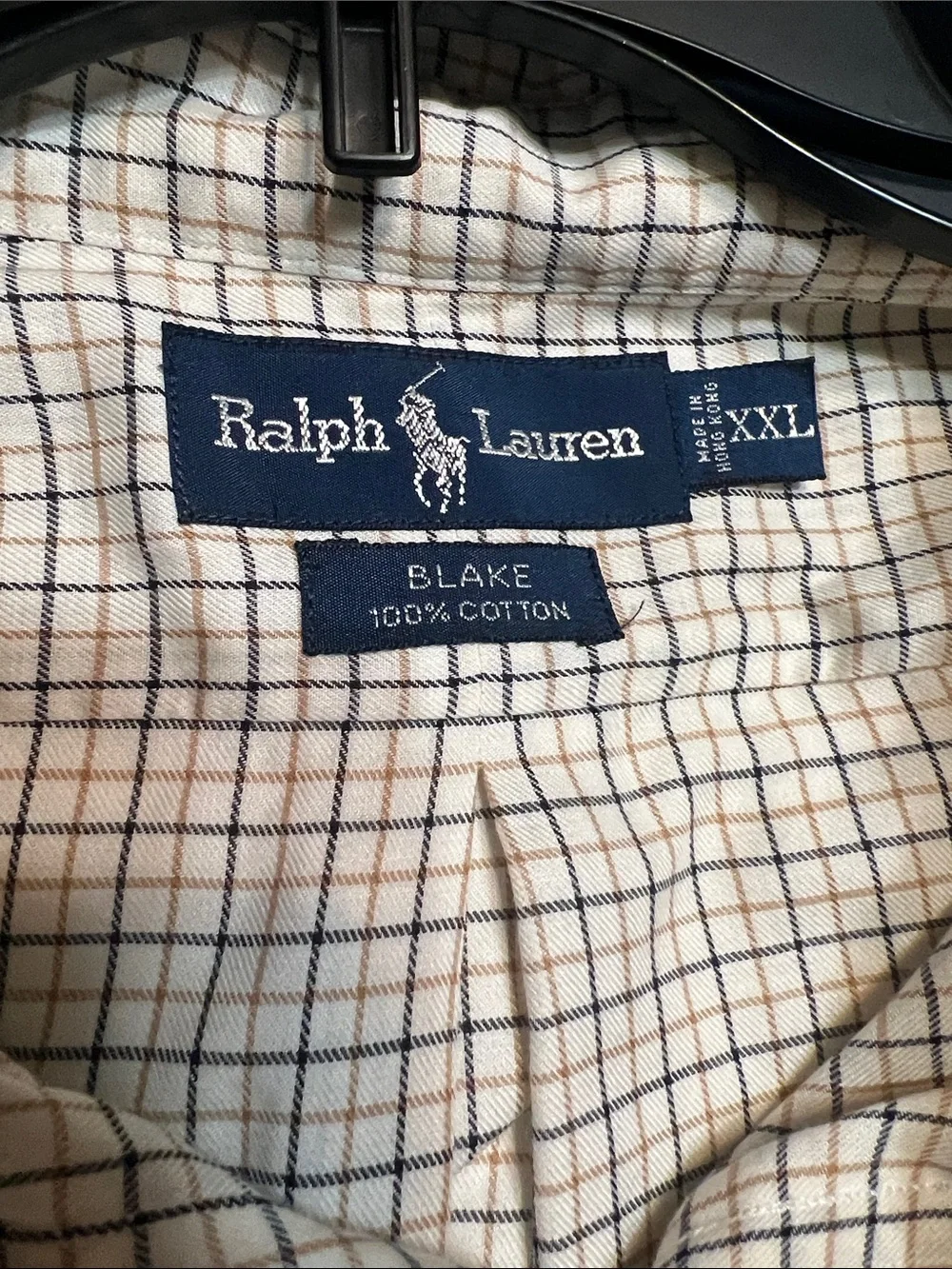 Polo by Ralph Lauren Cream Button-Down Check Shirt with Navy Plaid